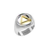14K Solid White Gold Band Ring With Yellow Gold AA Recovery Symbol Everyday Wear Jewelry
