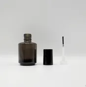 15mL (1/2 Oz) Amber Bottles - Regular Brush - Shiny Black Cap