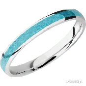 3 mm wide/Domed/Cobalt Chrome band with one 2 mm Centered inlay of Turquoise.