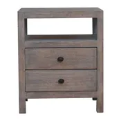 2 Drawer Open Bedside Table - Brown