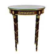 Accent Table 4 Legs Inlay Finish with Brass with Glass Top
