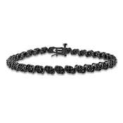 Black Diamond Tennis Bracelet 1 ct tw Round Sterling Silver 7.25"