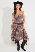 ADJUSTABLE STRAP CONTRAST HEM LEOPARD PRINT TOP