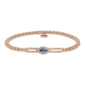 0.09ct Diamond and 0.04ct Sapphire Evil Eye Stretch Bracelet in 18K Rose Gold
