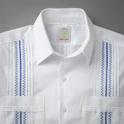 White Pique Short Sleeve Guayabera | 100% Cotton