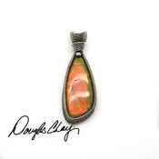 Sterling Opal Orange &amp; Green - Lab Cultured Opal