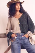 Black & Beige Colorblock Sweater