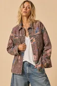Floral Acid Wash Denim Shacket