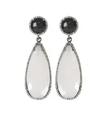Black and white onyx drop earring