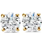 0.50Ctw VS2 G-H Diamond Solitaire Studs Earrings 14K Yellow Gold