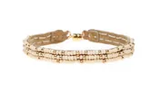 3 Dot Triangle Extra Small Leather Bracelet (Pink, Gold)