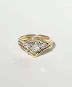 Bella II Ring l Curved Diamond Ring l Knife Edge 'V' Ring with Diamond