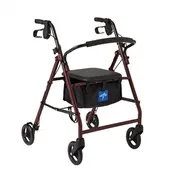 Basic Steel Rollator with 6" Wheels, Burgundy, Knockdown