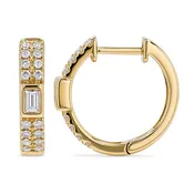2-Row Baguette Diamond Huggie Earrings