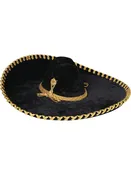 Adult 
Mexicanl Charro Hat Velvet Black/Gold 600601