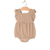Flutter Overall Romper- Toffee Stripe