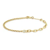 14k Floating Diamond Mixed Small Curb Chain & Medium Square Oval Chain Bracelet | Zoe Chicco