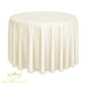 120-Inch Ivory Round Polyester Tablecloth Rental