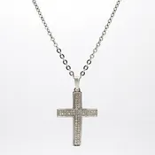 10k White Gold .30ct Diamond Cross Pendant