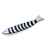 PD Home &amp; Garden 18" Blue/White Stripe Fish Plate