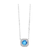 10Kt White Gold Diamond 1/20Ctw & Blue Topaz 5/8Ctw Pendant