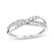 Diamond Three-Row Crossover Ring 1/4 ct tw 10K White Gold