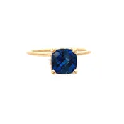 14K Yellow Gold Lab Created Sapphire Solitaire Ring