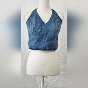 ZARA OPEN BACK DENIM TOP
