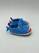 Carter's Size 0-3 Months Light Blue Shark Booties, EUC