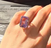 14K Rose Gold 16.03 Carat Amethyst and Diamond Ring