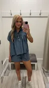 2 pc. striped denim top and shorts set