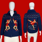 1940s Cowichan Ice Skater Knit Sweater – Size M