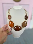 Acrylic Geometric Necklace Set - Tortoise/Gold