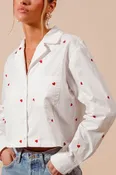 All Over Heart Embroidered Valentine Shirt Top