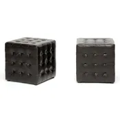 2 Ottomans Cube in Dark Brown Faux Leather