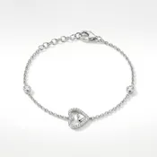 14K Petite Diamond Heart Bracelet - 0.14ctw Natural Diamonds