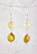 Coin Pearl Earrings with Citrine