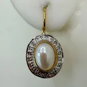 14k Artemis Pearl and Diamond Earrings (.20ct)