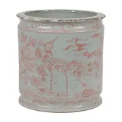 10" Porcelain Rust & White Peacock Motif Beaker Pot
