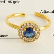 18K Gold Plated Blue Cubic Zirconia Ring