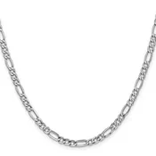 20 Inch White Gold Figaro Chain - 14K White Gold
