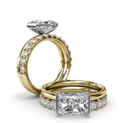 14K Two-Tone Diamond Sideways Half-Bezel Ring – 0.02ctw
