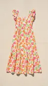 White Combo Smocked Midi Dress