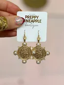 Coin with Pearl Earrings - Worn Gold/Cream