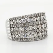 10K White Gold 2.0ctw Diamond Band Ring - 7 Row Design Size 7