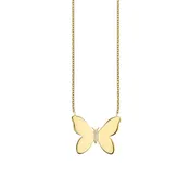 14K YELLOW GOLD BUTTERFLY WITH PAVE CENTER NECKLACE ON 18" MEDIUM TIFFANY CHAIN