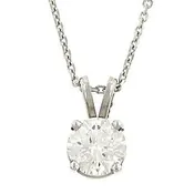 1.00cttw Round Brilliant Cut 4-Prong Diamond Solitaire Pendant on 16'' Flat Cable Link Chain with Lobster Clasp E/si1  (6.40-6.34X3.99mm)