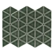 Arleta Glossy Ceramic Forest Green Triangle Mosaic Tile