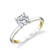 14K Two Tone ct. Round Solitaire Diamond Engagement Ring