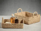 Abaca Rectangular Tray Baskets - Set of Two-BF Clearance